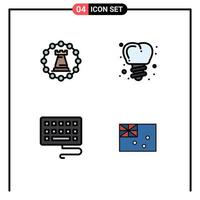 4 User Interface Filledline Flat Color Pack of modern Signs and Symbols of castle type rook screw australia Editable Vector Design Elements