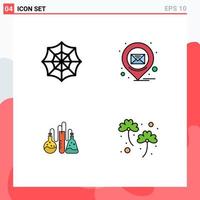 Stock Vector Icon Pack of 4 Line Signs and Symbols for halloween lab email message clover Editable Vector Design Elements