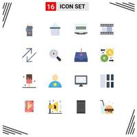 Pictogram Set of 16 Simple Flat Colors of scale arrow laptop video film Editable Pack of Creative Vector Design Elements