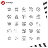 User Interface Pack of 25 Basic Lines of time product marketing pay magnifying Editable Vector Design Elements