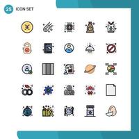 paquete de iconos de vector de stock de 25 signos y símbolos de línea para elementos de diseño de vector editables de japón dinero electrónico bolsa de identificación