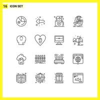 16 Outline concept for Websites Mobile and Apps feelings reference photo point diagram Editable Vector Design Elements