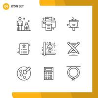 Group of 9 Outlines Signs and Symbols for fire identity cleaning identity id Editable Vector Design Elements