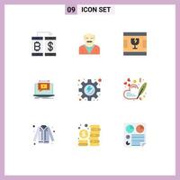 Pack of 9 creative Flat Colors of video screen uncle player shapes Editable Vector Design Elements