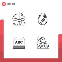 Modern Set of 4 Filledline Flat Colors and symbols such as mouse abc online easter online Editable Vector Design Elements