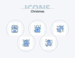 paquete de iconos azul de navidad 5 diseño de iconos. dulce. regalo. presente. bolsa de navidad formas vector