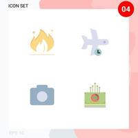 4 Flat Icon concept for Websites Mobile and Apps fire instagram construction plane image Editable Vector Design Elements