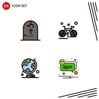 4 Creative Icons Modern Signs and Symbols of death race horror cycle world Editable Vector Design Elements