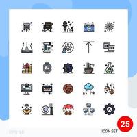 Filled line Flat Color Pack of 25 Universal Symbols of spider thinking microphone graphic creativity Editable Vector Design Elements