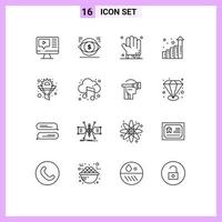 Set of 16 Vector Outlines on Grid for filter statistics vision growth scary Editable Vector Design Elements