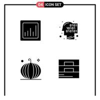 4 Universal Solid Glyphs Set for Web and Mobile Applications analytics fall binary recognition thanksgiving Editable Vector Design Elements