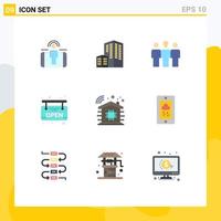 Modern Set of 9 Flat Colors Pictograph of mobile smart home daybed intelligent open Editable Vector Design Elements