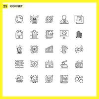 Set of 25 Vector Lines on Grid for albums playback statements human avatar Editable Vector Design Elements