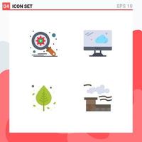 Pack of 4 Modern Flat Icons Signs and Symbols for Web Print Media such as database nature cloud autumn factory Editable Vector Design Elements