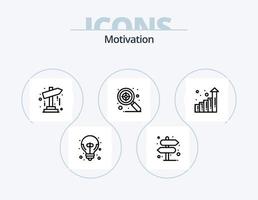 paquete de iconos de línea de motivación 5 diseño de iconos. carrera profesional. buena idea. medalla. excelente idea. bien vector