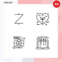 Modern Set of 4 Filledline Flat Colors and symbols such as z cash media crypto currency heart social Editable Vector Design Elements