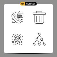 4 User Interface Line Pack of modern Signs and Symbols of call network message badge Layer 1 Editable Vector Design Elements