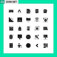 Group of 25 Solid Glyphs Signs and Symbols for form agreement insurance edict constitution Editable Vector Design Elements