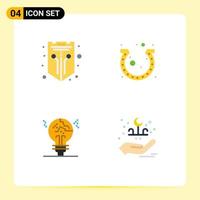 Group of 4 Flat Icons Signs and Symbols for internet luck shield festival copycat Editable Vector Design Elements