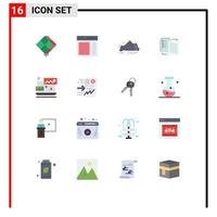 16 Universal Flat Color Signs Symbols of transfer file sidebar scene landscape Editable Pack of Creative Vector Design Elements