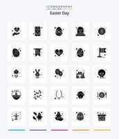 Creative Easter 25 Glyph Solid Black icon pack  Such As wreath. tomb. cross. grave. egg vector