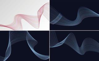 Modern wave curve abstract vector background pack for a chic and stylish design