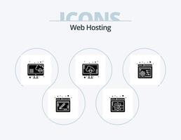 web hosting glyph icon pack 5 diseño de iconos. . ajustes. descargar. panel. subir vector