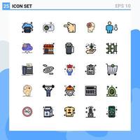 conjunto de 25 iconos de interfaz de usuario modernos signos de símbolos para el proceso de ticket de aprendizaje de avatar dejó elementos de diseño vectorial editables vector