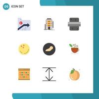 User Interface Pack of 9 Basic Flat Colors of sports ball hostel food dinner Editable Vector Design Elements