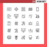 Modern Set of 25 Lines and symbols such as phone devices ice security protection Editable Vector Design Elements