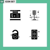 Group of Modern Solid Glyphs Set for price sale shopping traffic lights sign Editable Vector Design Elements