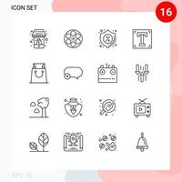 16 iconos creativos signos y símbolos modernos de ruta de texto cinta fuente venta elementos de diseño vectorial editables vector