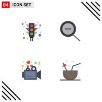 Set of 4 Modern UI Icons Symbols Signs for city wedding signal love drink Editable Vector Design Elements