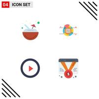 User Interface Pack of 4 Basic Flat Icons of drink play coconut report badge Editable Vector Design Elements