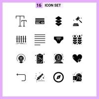 16 User Interface Solid Glyph Pack of modern Signs and Symbols of distinction arrow arrange law copyright Editable Vector Design Elements