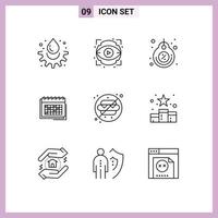 Stock Vector Icon Pack of 9 Line Signs and Symbols for planning date label business discount Editable Vector Design Elements