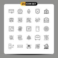 Set of 25 Modern UI Icons Symbols Signs for system navigation chicken warning security Editable Vector Design Elements