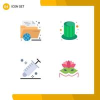 Group of 4 Flat Icons Signs and Symbols for e cap folder magic colour Editable Vector Design Elements