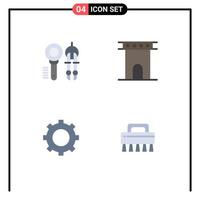 Editable Vector Line Pack of 4 Simple Flat Icons of search monument tool architecture setting Editable Vector Design Elements