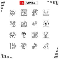 Outline Pack of 16 Universal Symbols of animal education html book globe Editable Vector Design Elements