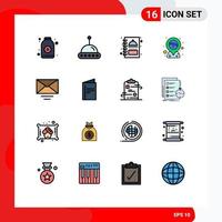 Flat Color Filled Line Pack of 16 Universal Symbols of text mail menu placeholder carnival Editable Creative Vector Design Elements