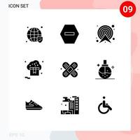 Universal Icon Symbols Group of 9 Modern Solid Glyphs of aid store target shop cloud Editable Vector Design Elements