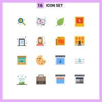 Set of 16 Modern UI Icons Symbols Signs for mobile access leaf school study Editable Pack of Creative Vector Design Elements