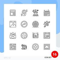 Set of 16 Vector Outlines on Grid for page app conference plans diet planning Editable Vector Design Elements