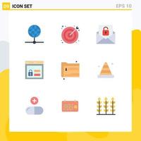 Modern Set of 9 Flat Colors and symbols such as code web target browser envelope Editable Vector Design Elements