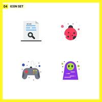 Group of 4 Flat Icons Signs and Symbols for content controller file lady bug pad Editable Vector Design Elements