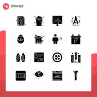 Solid Glyph Pack of 16 Universal Symbols of tool compass altering image circle photo retouching Editable Vector Design Elements