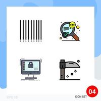 Filledline Flat Color Pack of 4 Universal Symbols of barcode system seo secure halloween Editable Vector Design Elements