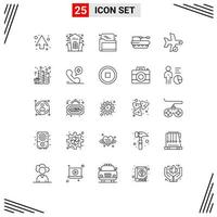 conjunto de 25 iconos de ui modernos símbolos signos para comprobar panzer seo cañón militar elementos de diseño vectorial editables vector