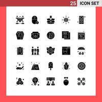 Pack of 25 creative Solid Glyphs of web world mouse globe save Editable Vector Design Elements